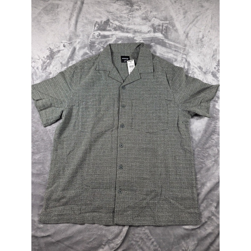 NWT RSQ Short Sleeve Button Up Shirt Woven/Textured/Casual/Size Small/Olive